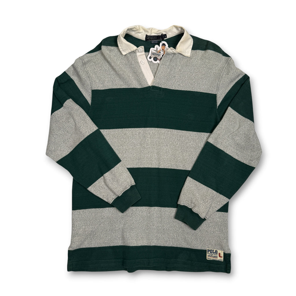 VTG Polo Ralph Lauren Colorblock Striped Rugby Polo L