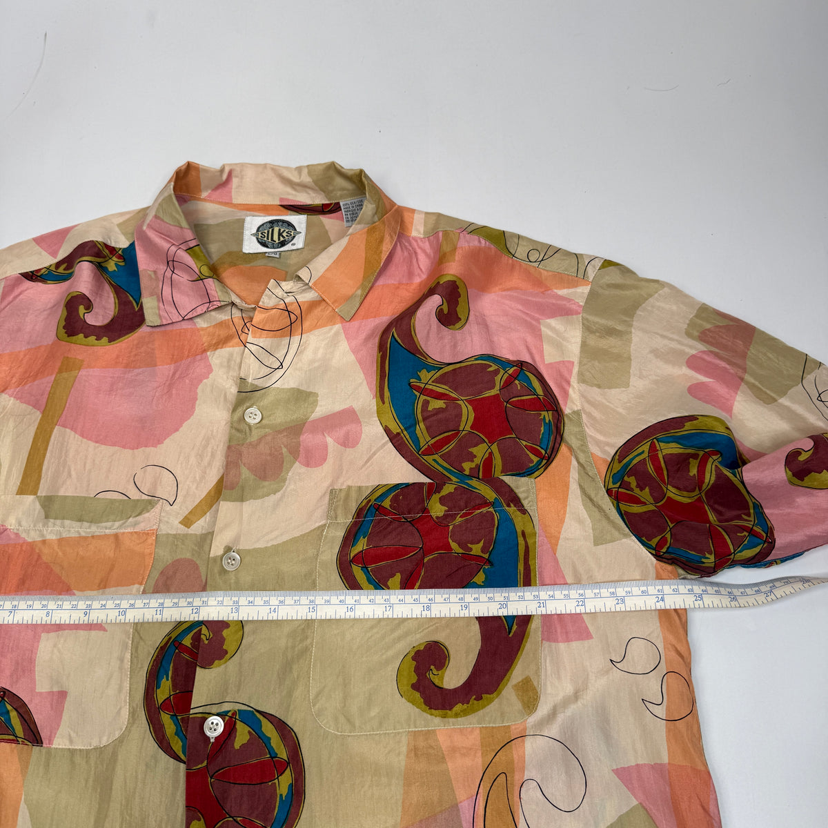 Silks Geometric Silk Button Up L
