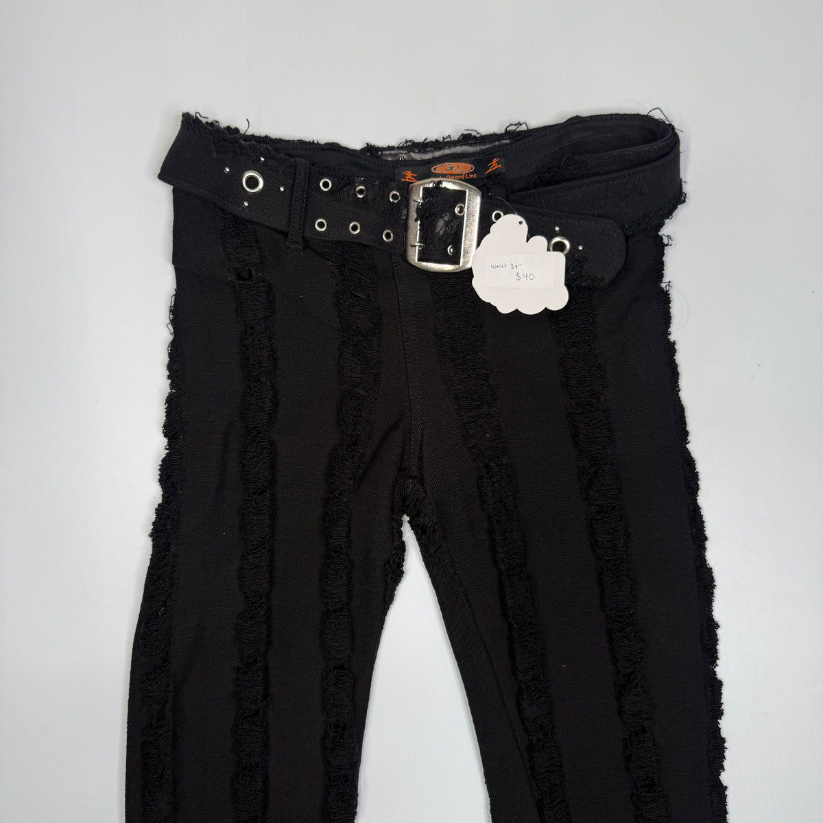 Y2K Goth Low Rise Flare Pants W/ Grommet Belt XL