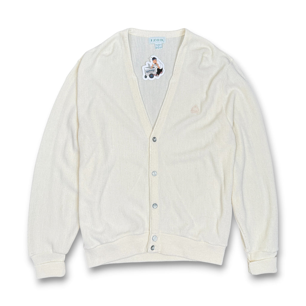 VTG Izod Acrylic Cardigan L Ivory