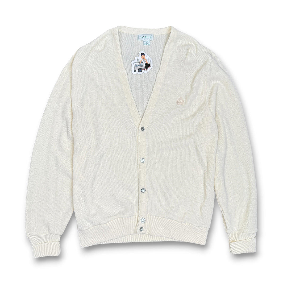 VTG Izod Acrylic Cardigan L Ivory