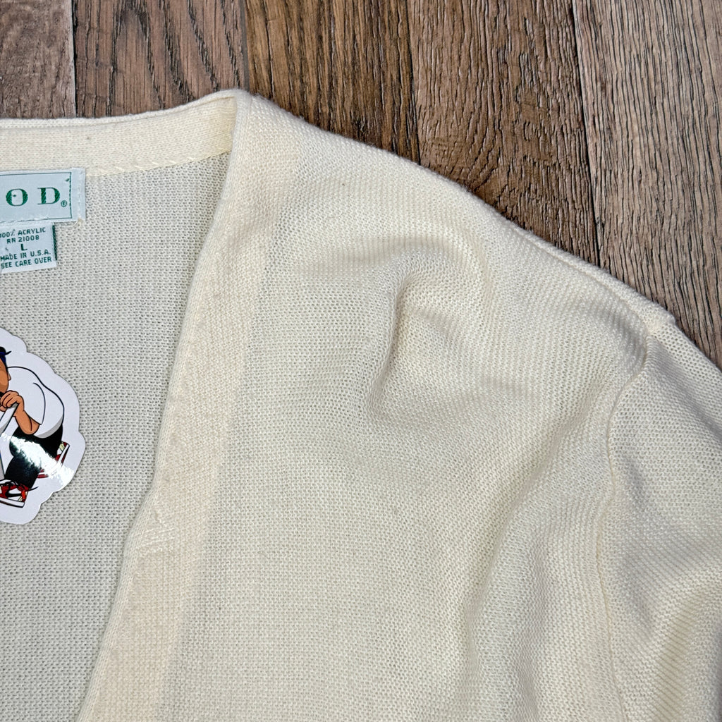 VTG Izod Acrylic Cardigan L Ivory