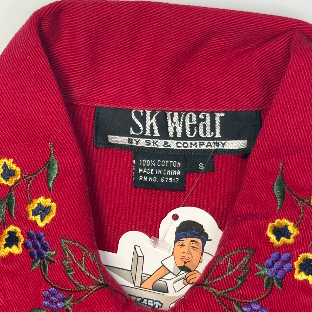 VTG Ski Wear Floral embroidered Vest S Red