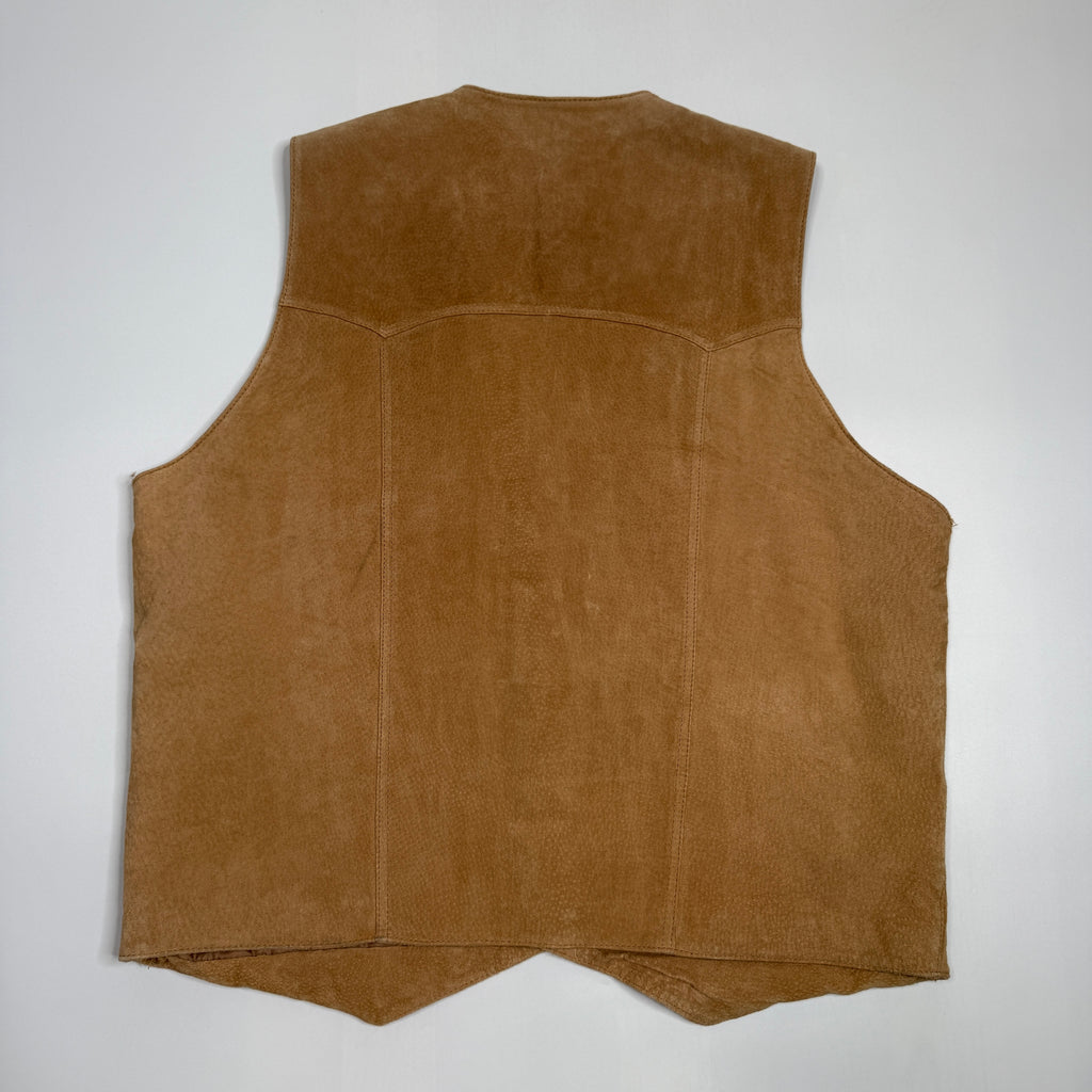 VTG Cripple Creek Suede Leather Vest S XL Brown