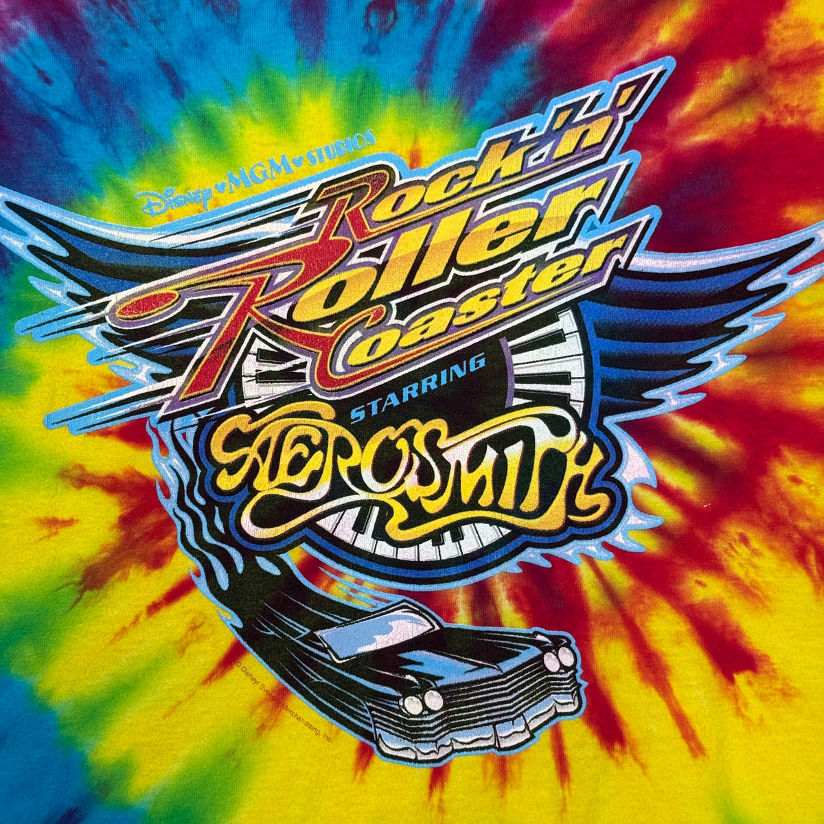 VTG Disney Aerosmith Rock N Roller Coaster Tie Dye L/XL