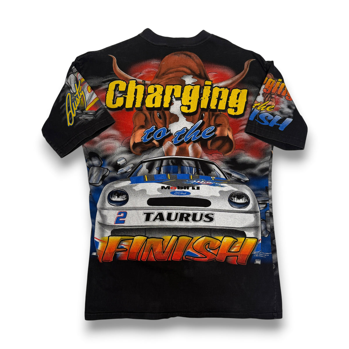 VTG AOP Rusty Wallace New Ride Same Attitude T Shirt L