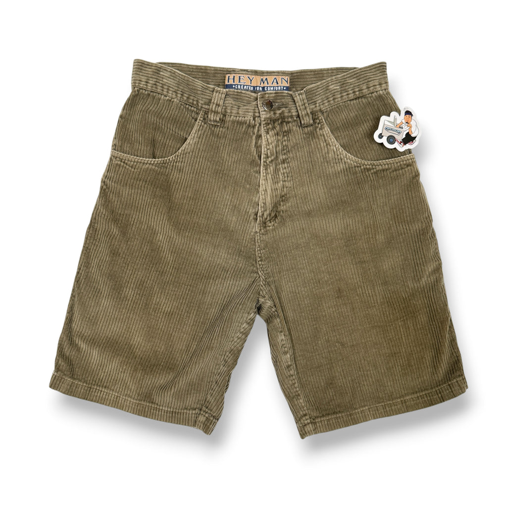 VTG Hey Man Corduroy Shorts 32" Olive