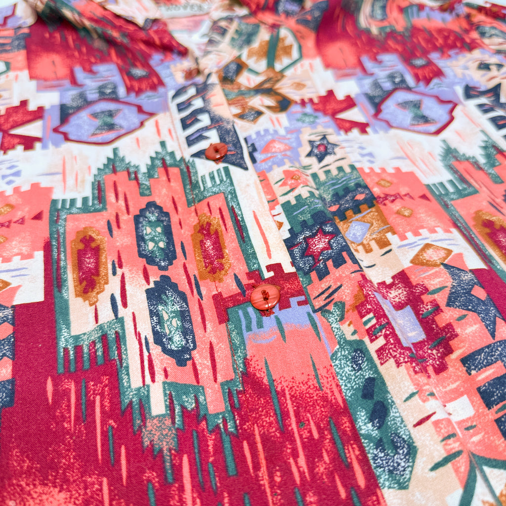 VTG Red Rover Native Rayon Button Up L
