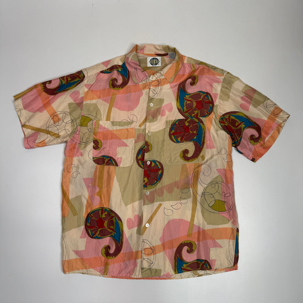 Silks Geometric Silk Button Up L