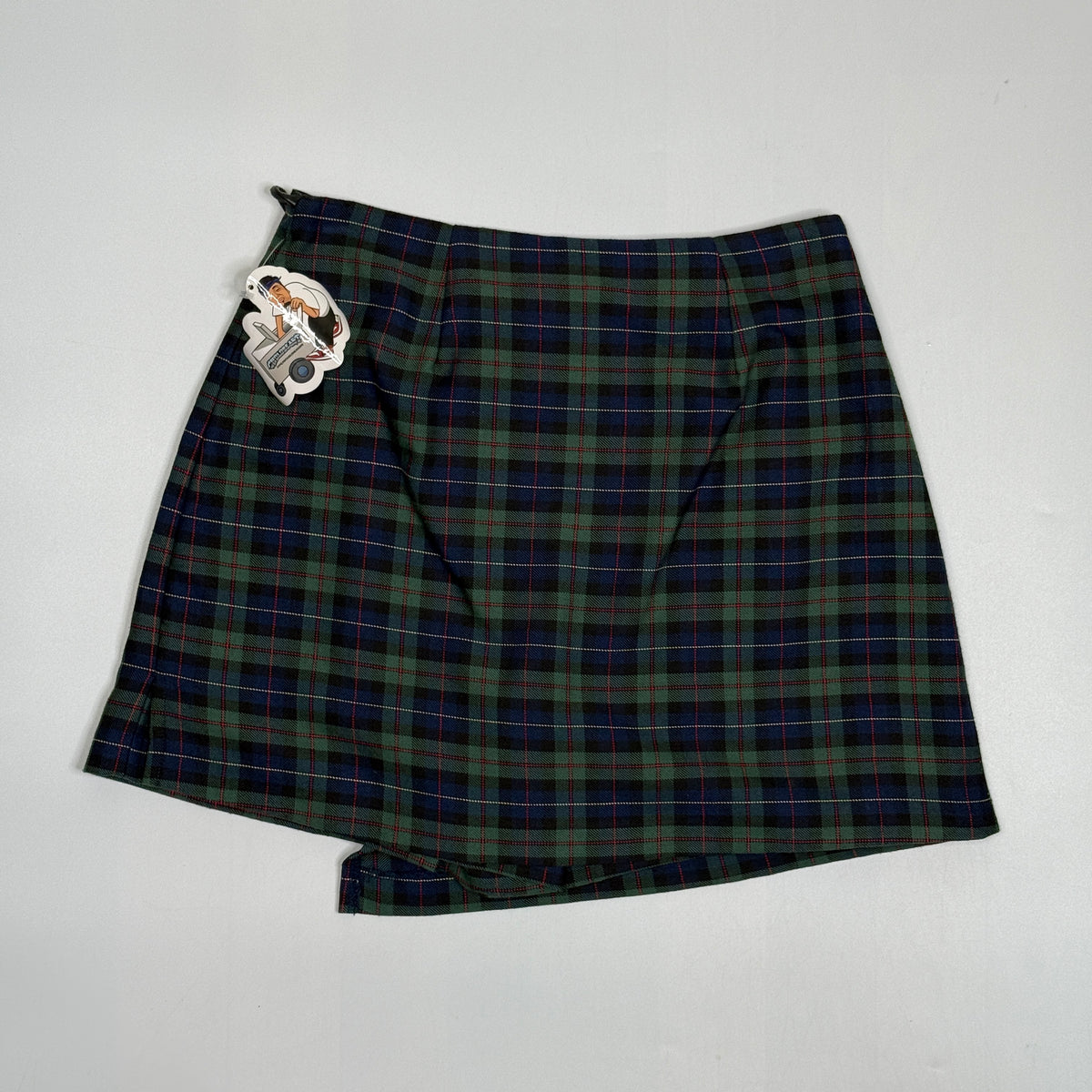 Y2K No Boundaries Green Tartan Plaid Wrap Skort 26" S