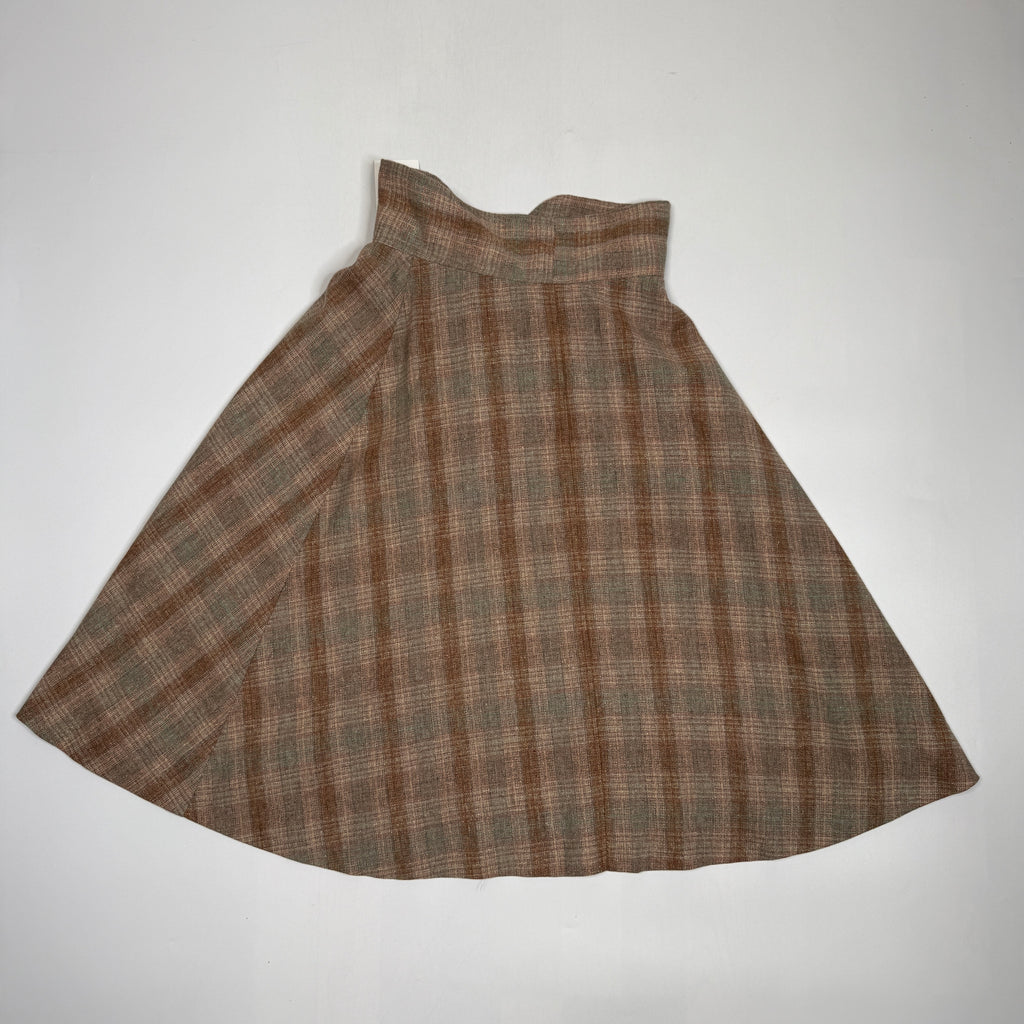 VTG Clyde Plaid Pleated Maxi Boho Skirt High Waisted 26" S/XS