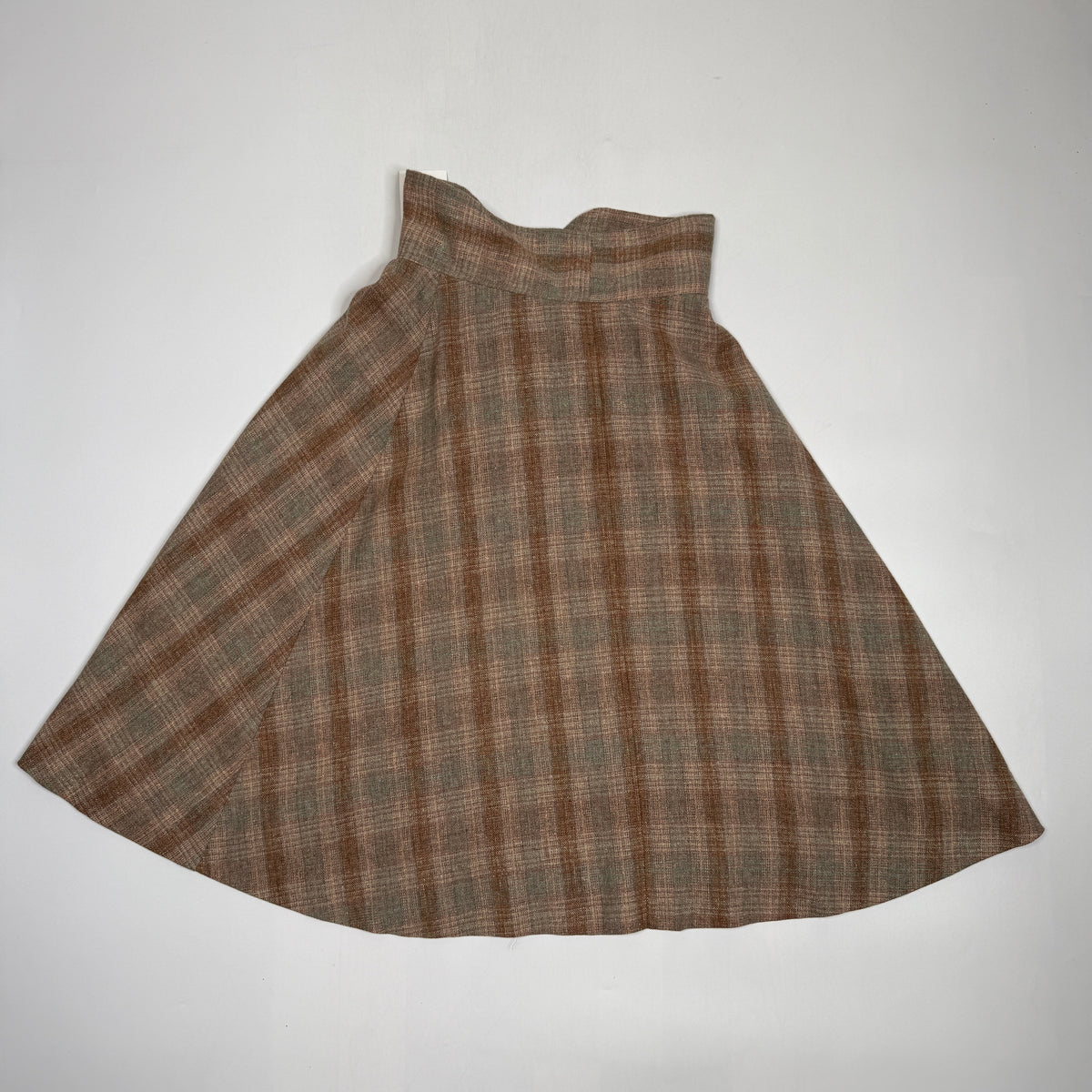 VTG Clyde Plaid Pleated Maxi Boho Skirt High Waisted 26" S/XS