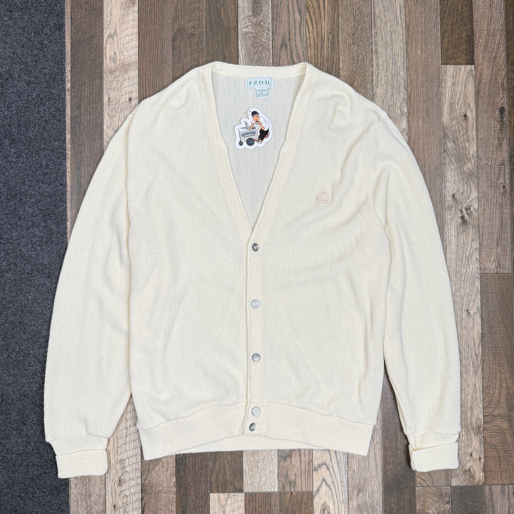 VTG Izod Acrylic Cardigan L Ivory