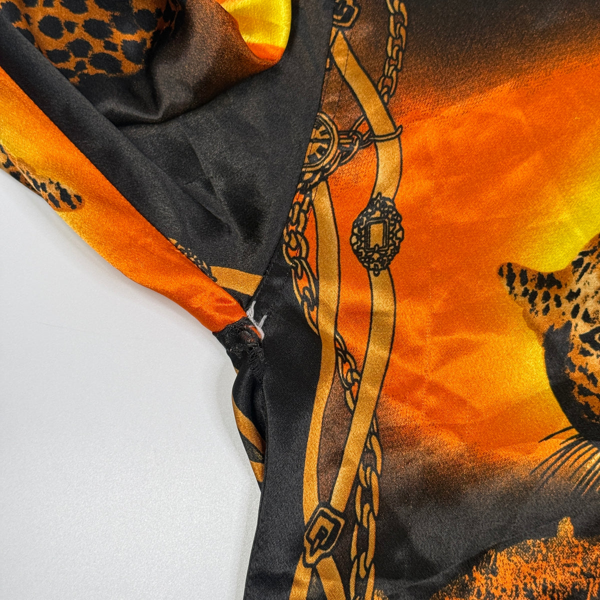 VTG Greymax Leopard Silk Button Up L