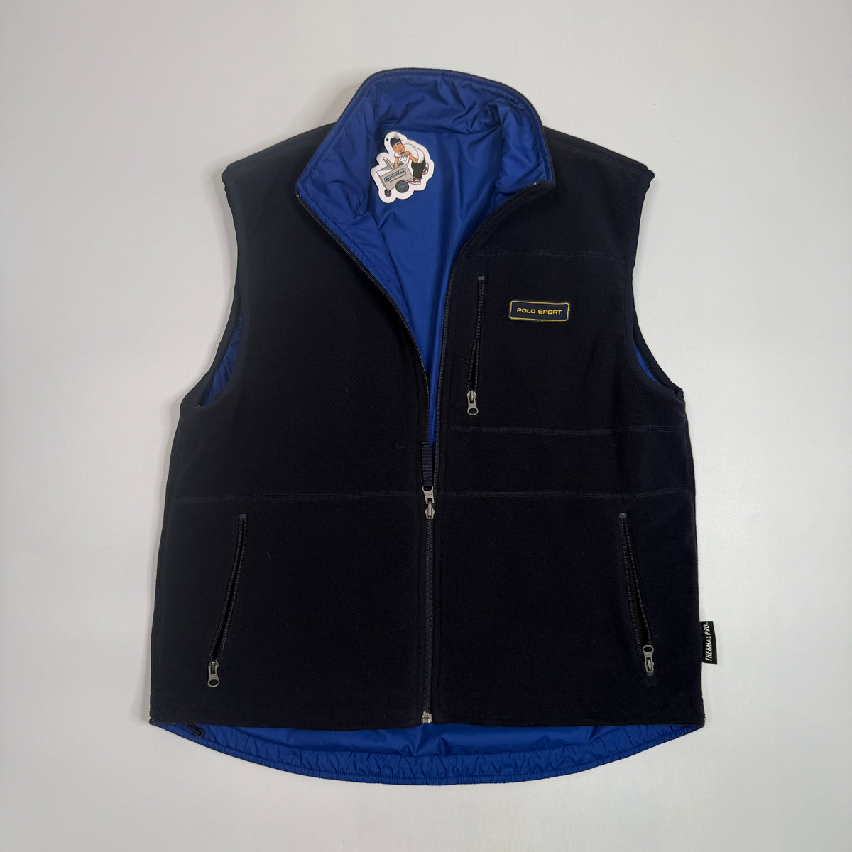 VTG Polo Sport Polartec Fleece Reversible Vest L Blue