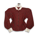 VTG Foxmoor Blouse Tartan Plaid Peter Pan Collar Puff Sleeve Blouse S