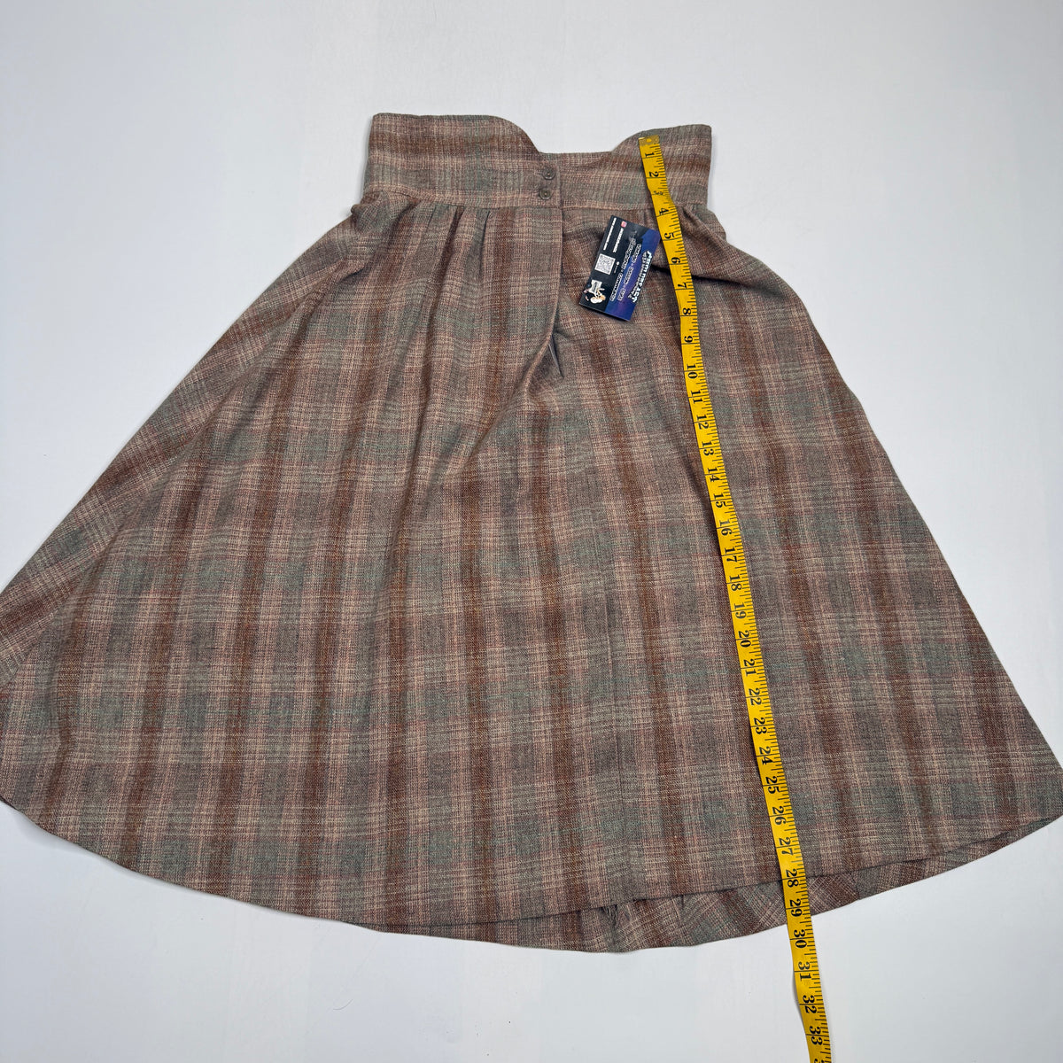 VTG Clyde Plaid Pleated Maxi Boho Skirt High Waisted 26" S/XS