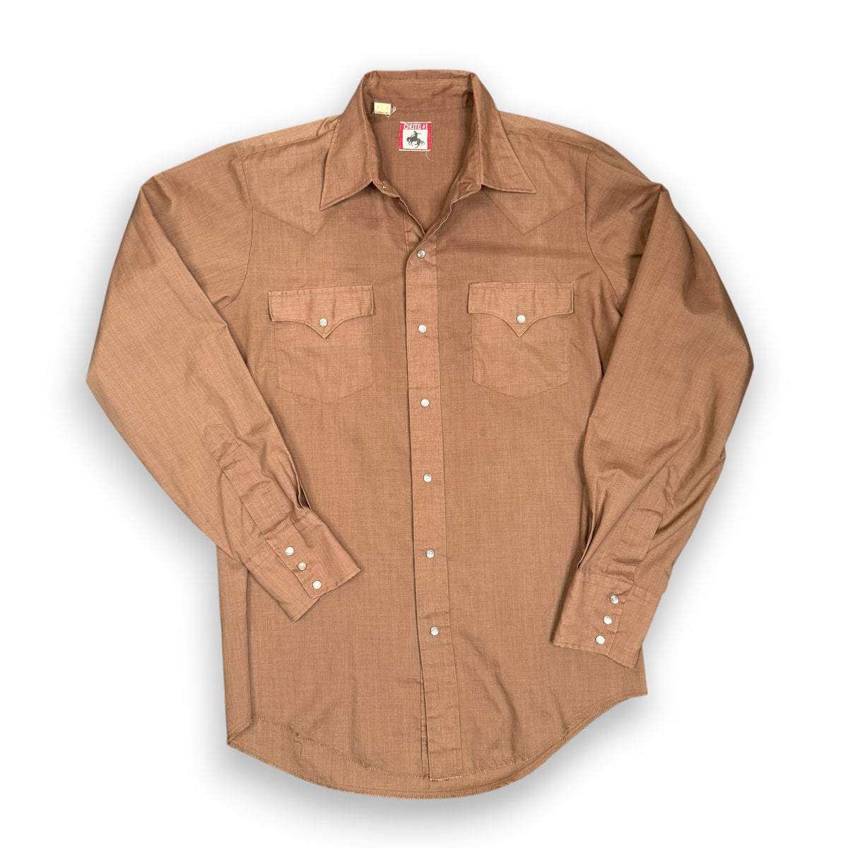 VTG Chute Western Pearl Snap Button Up M Brown