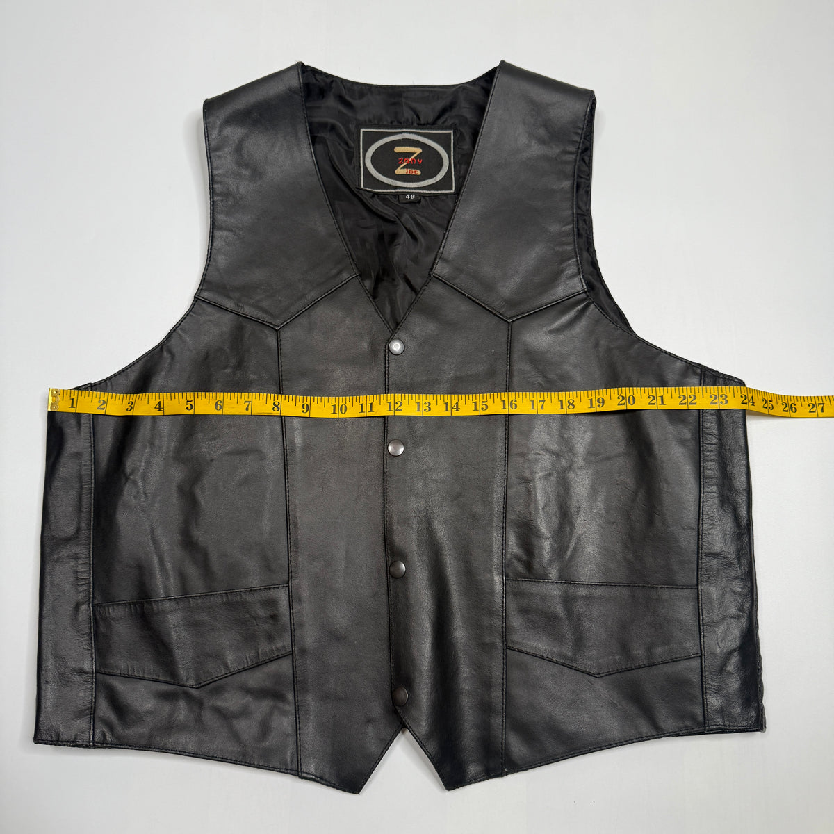 VTG Zony Inc Motorcycle Leather Vest XL Black