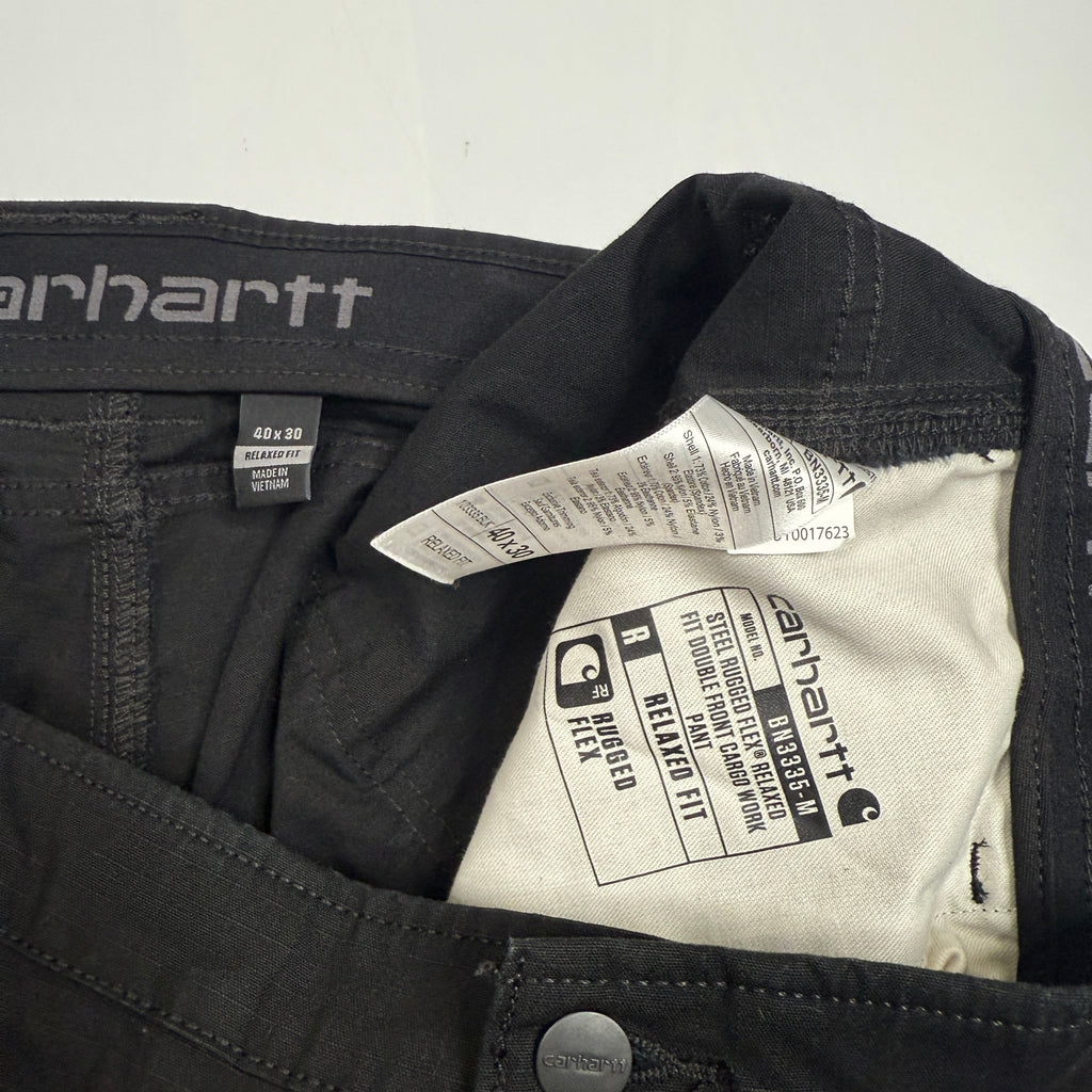 Carhartt Steel Rugged Flex Relaxed Fit Double Front Cargo Work Pants 40" Black