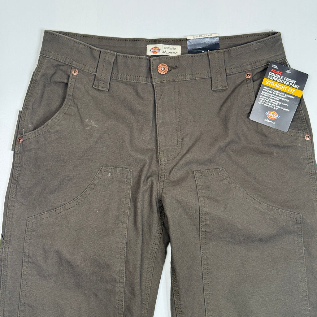 NWT Dickies Double Front Carpenter Straight Fit Pants 28" S Olive