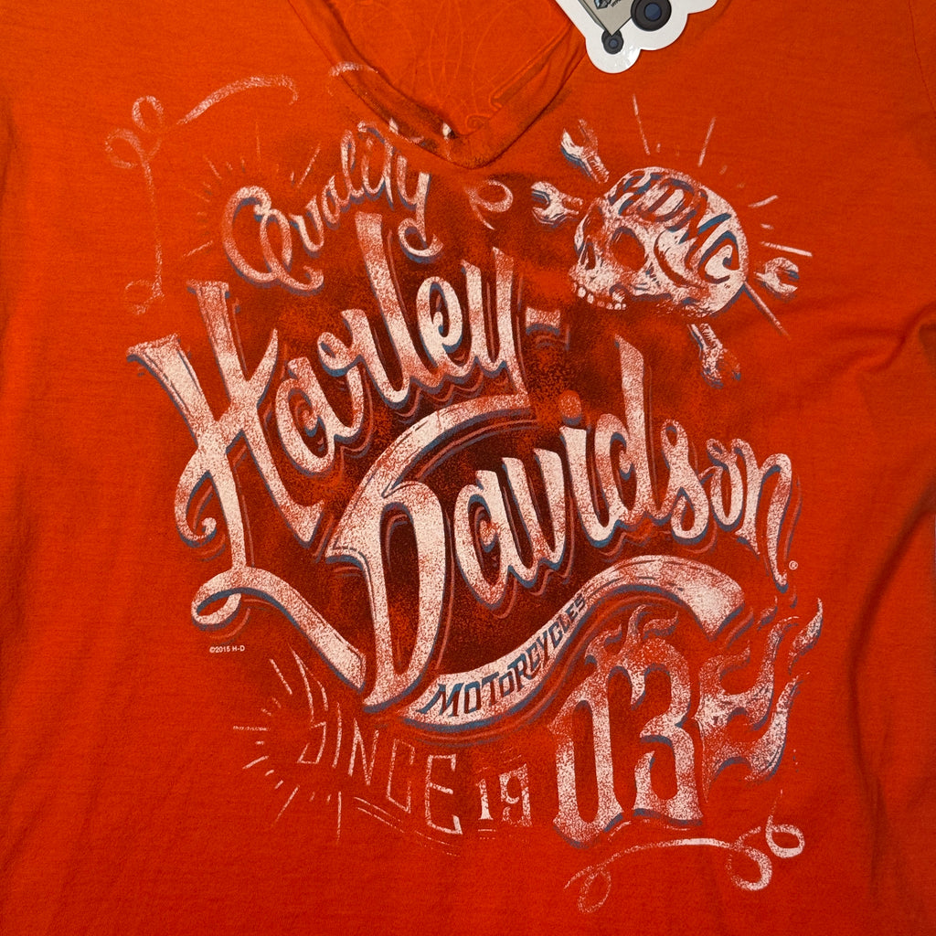 2015 Harley Davidson V Neck T Shirt S Orange
