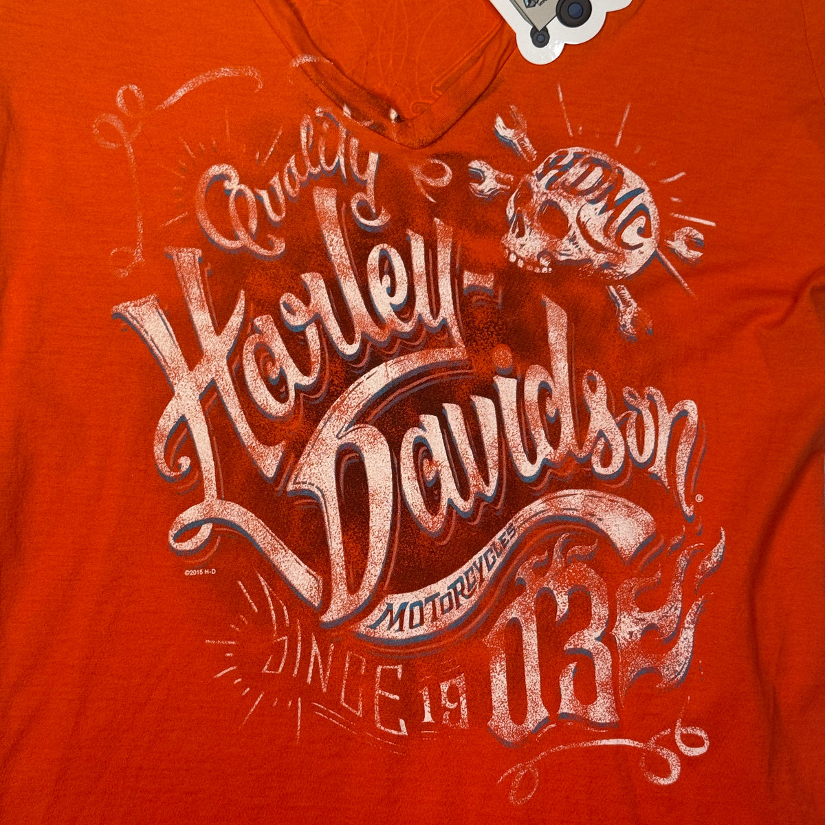 2015 Harley Davidson V Neck T Shirt S Orange