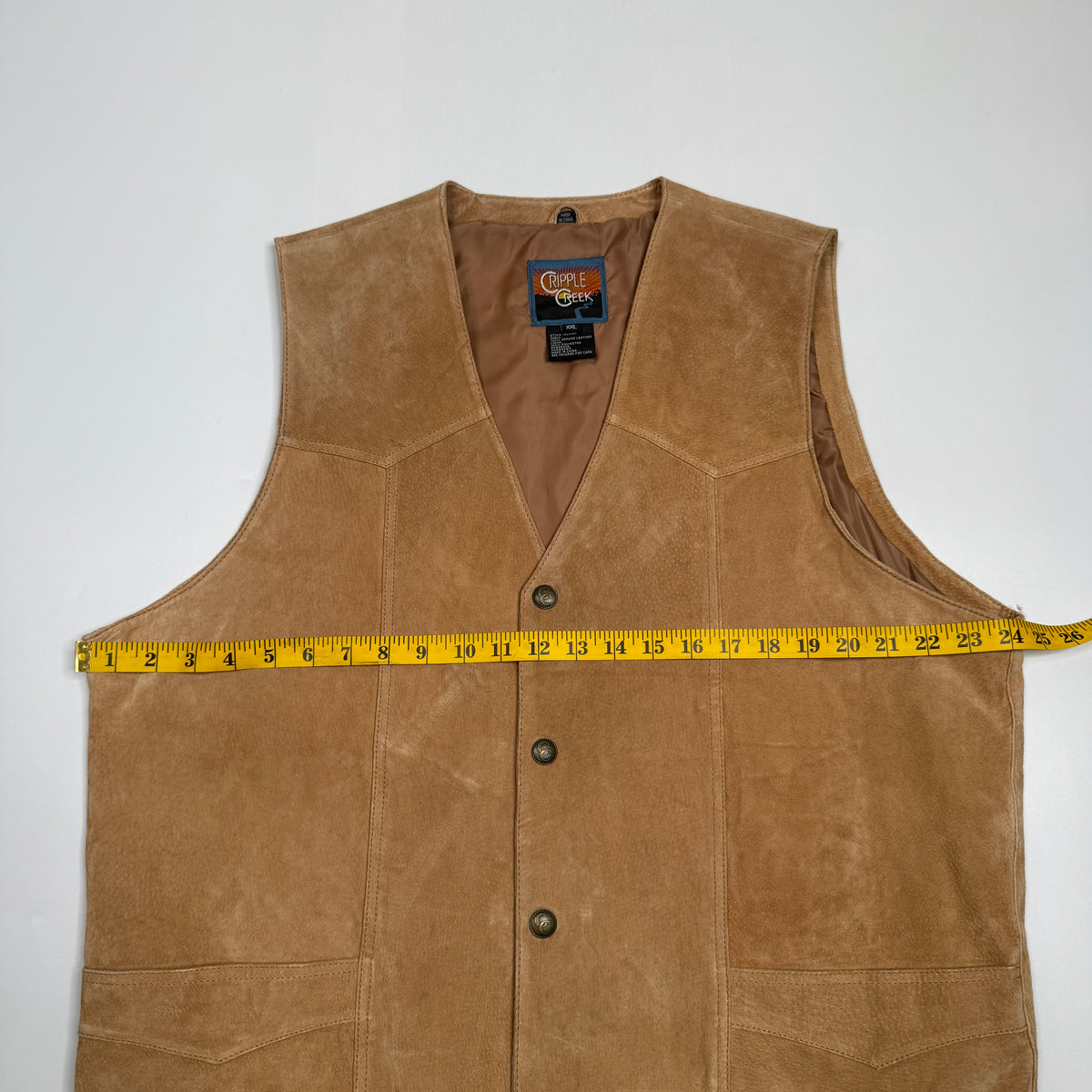 VTG Cripple Creek Suede Leather Vest S XL Brown