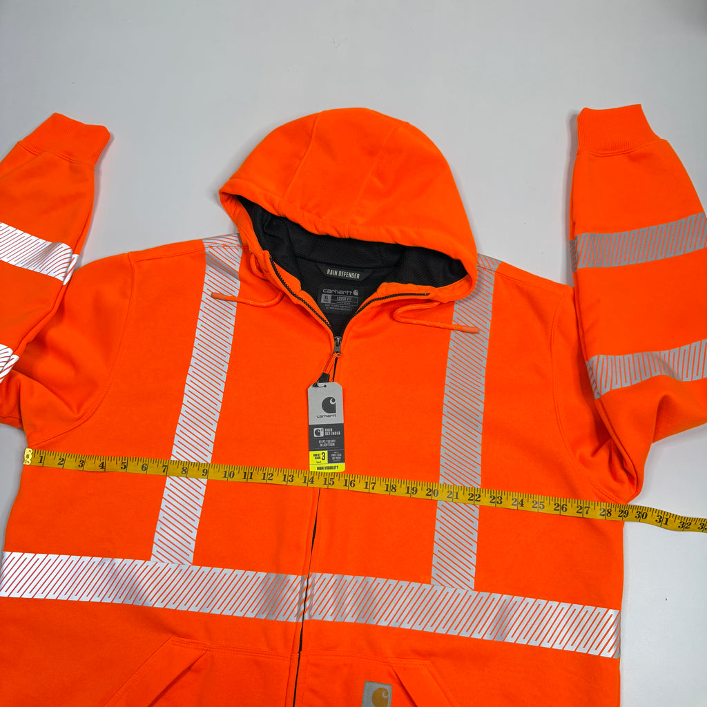 Carhartt 3M High Visibility Loose Fit Class 3 Zip Up Hoodie XL Orange
