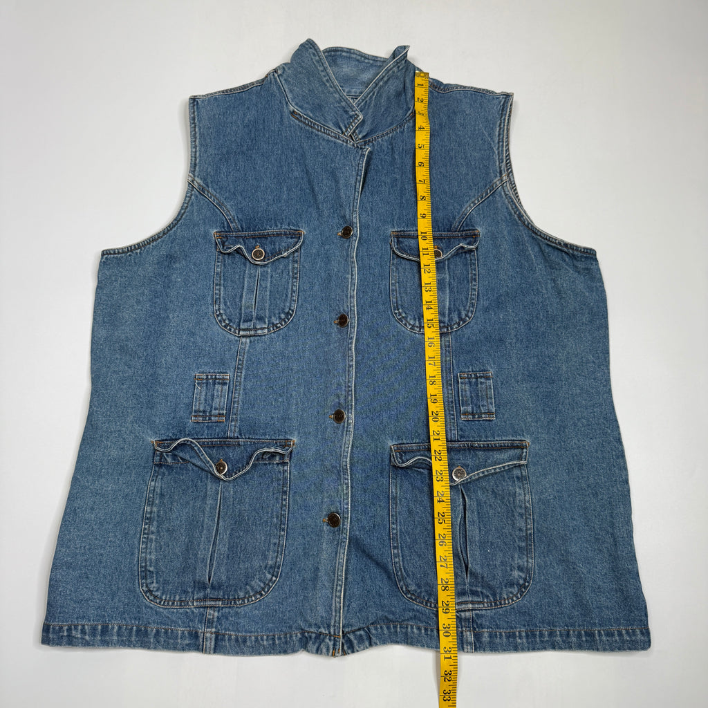 VTG The Avenue Utility Vest Denim Vest XL Wmn