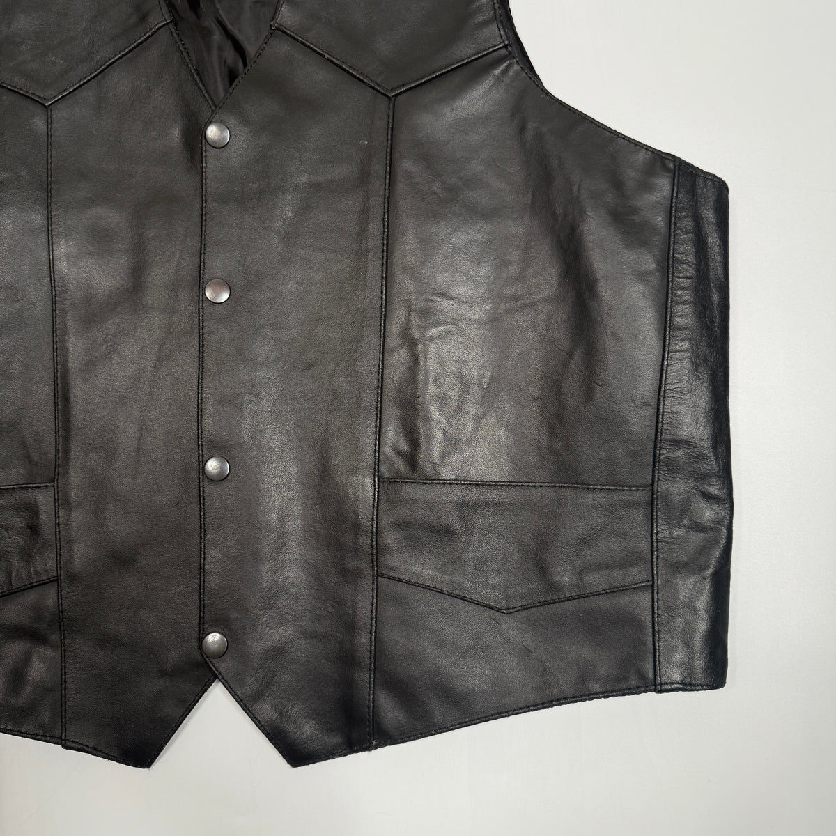 VTG Zony Inc Motorcycle Leather Vest XL Black