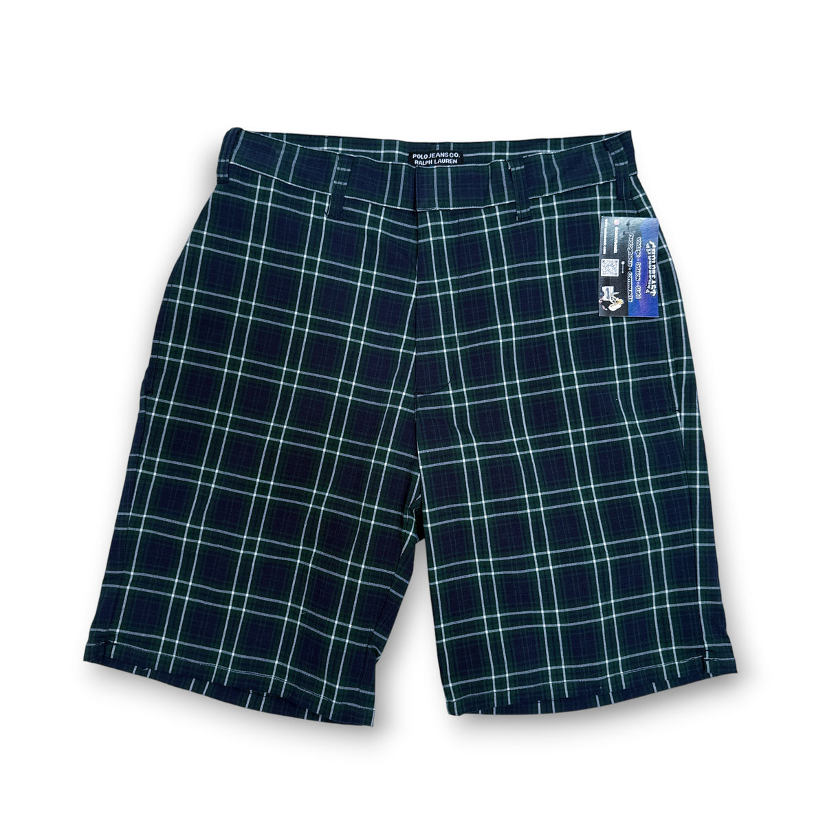 Y2K Polo Ralph Lauren Green Plaid Shorts S/28"