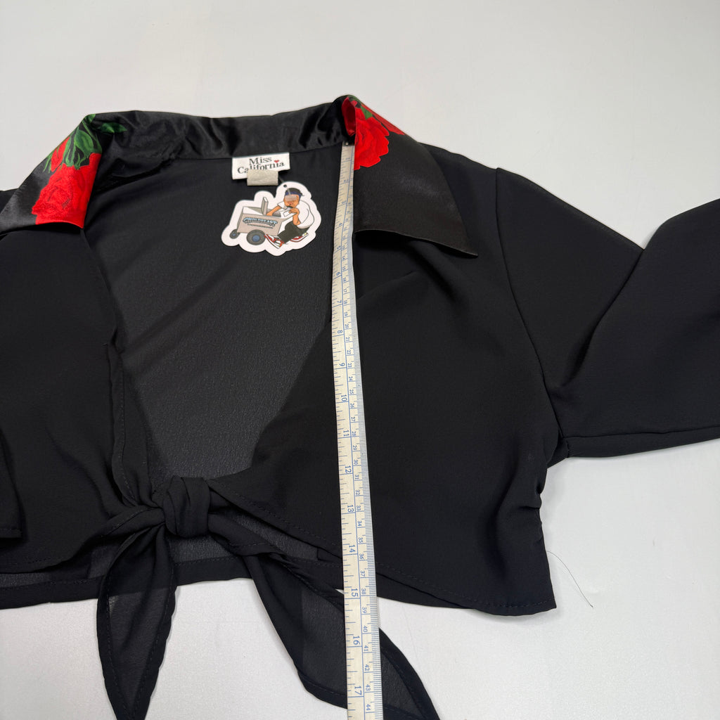 VTG Miss California Rose Tie Crop Blouse M