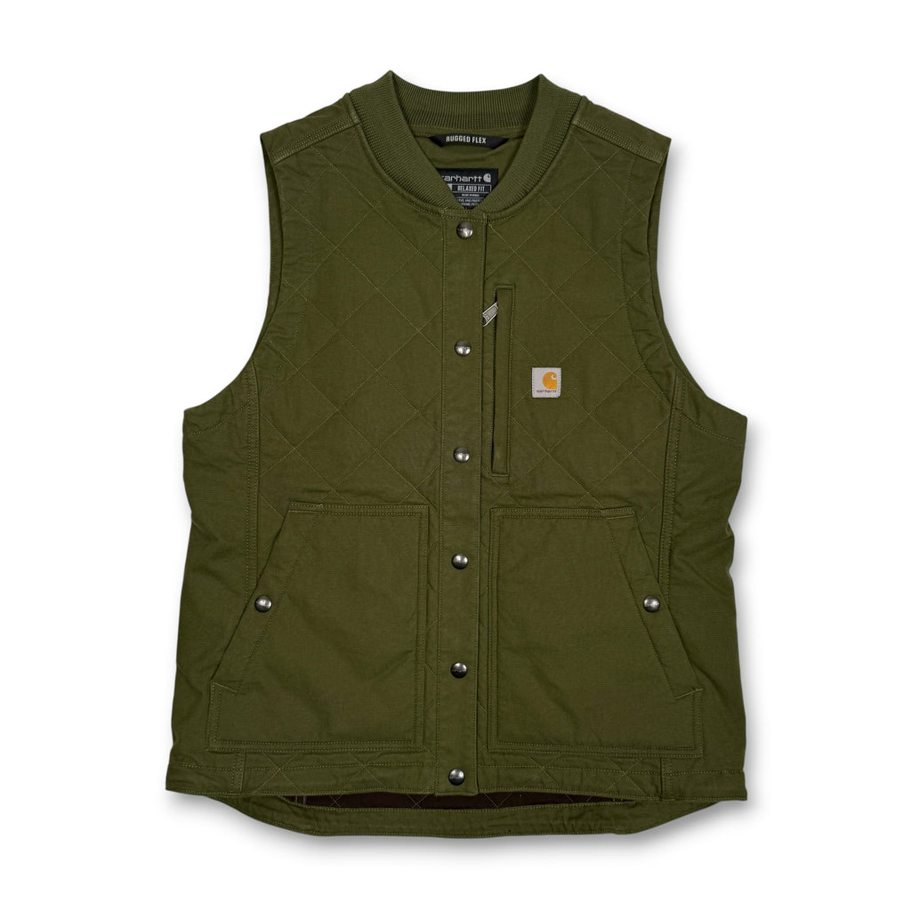 Carhartt Rugged Flex Relaxed Fit Canvas Insulated Rib Collar Vest M Basil