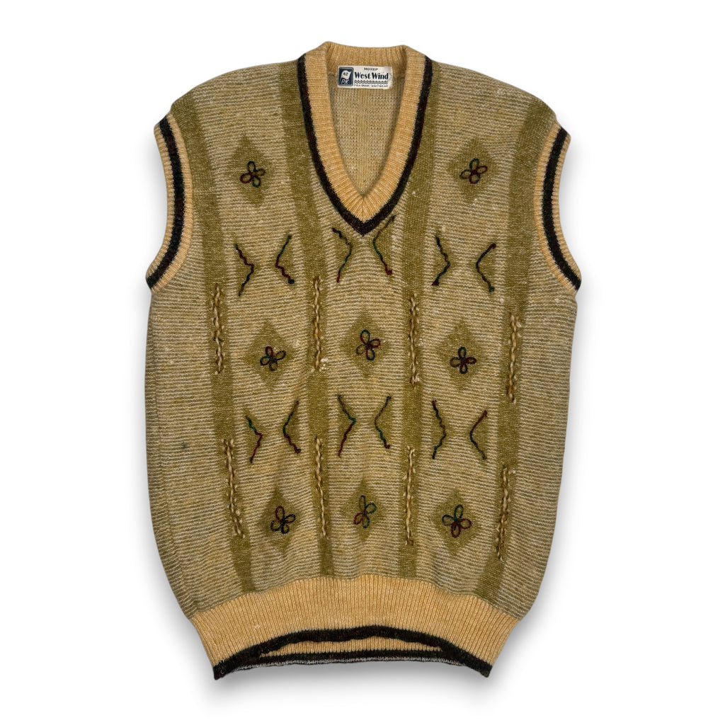 VTG West Wind Mohair Knitted Sweater Vest L Tan