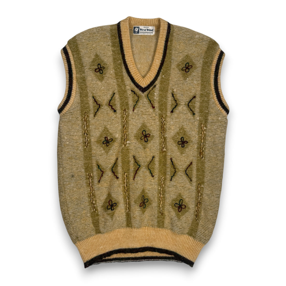 VTG West Wind Mohair Knitted Sweater Vest L Tan