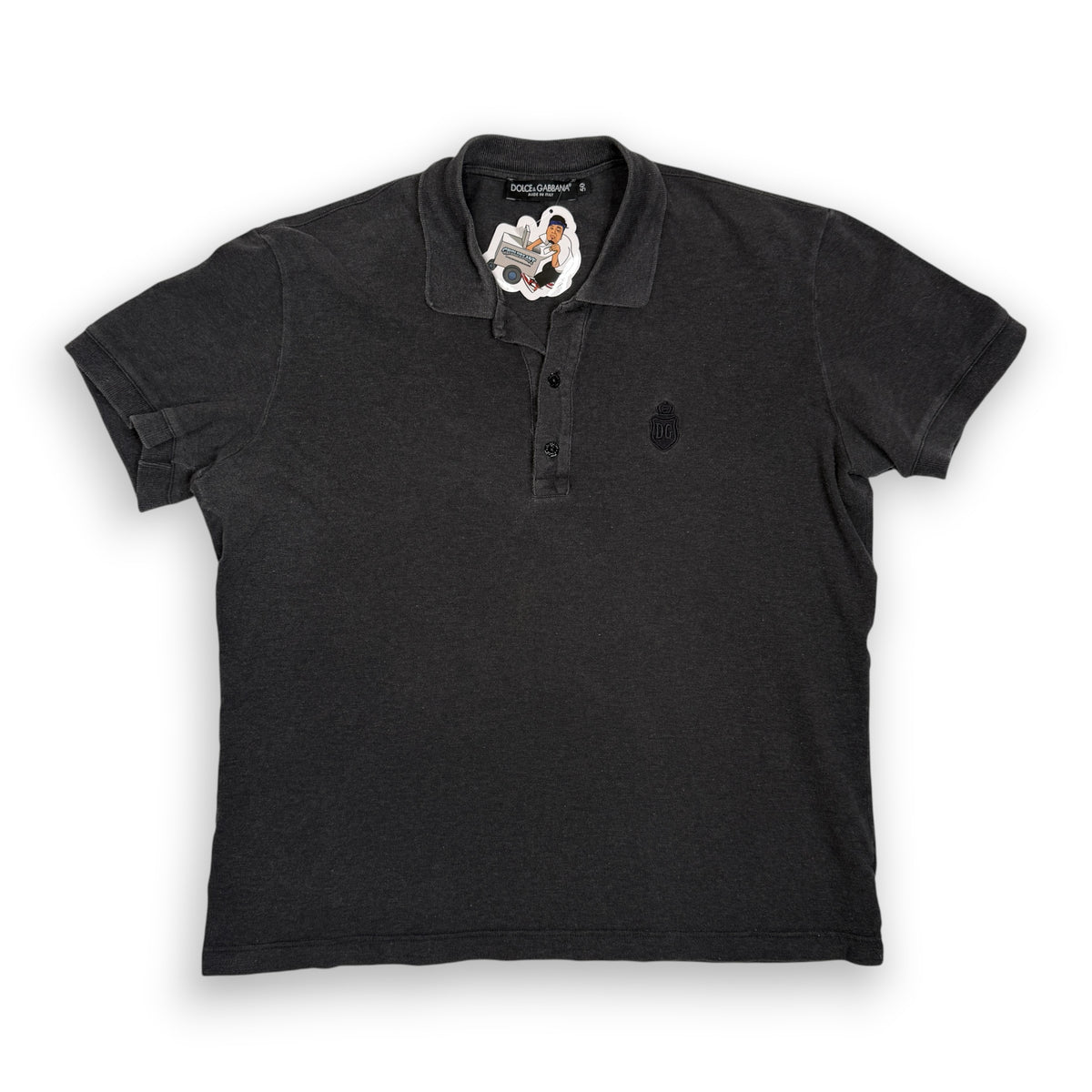 VTG Dolce & Gabbana Faded Washed Polo Shirt S/M Grey