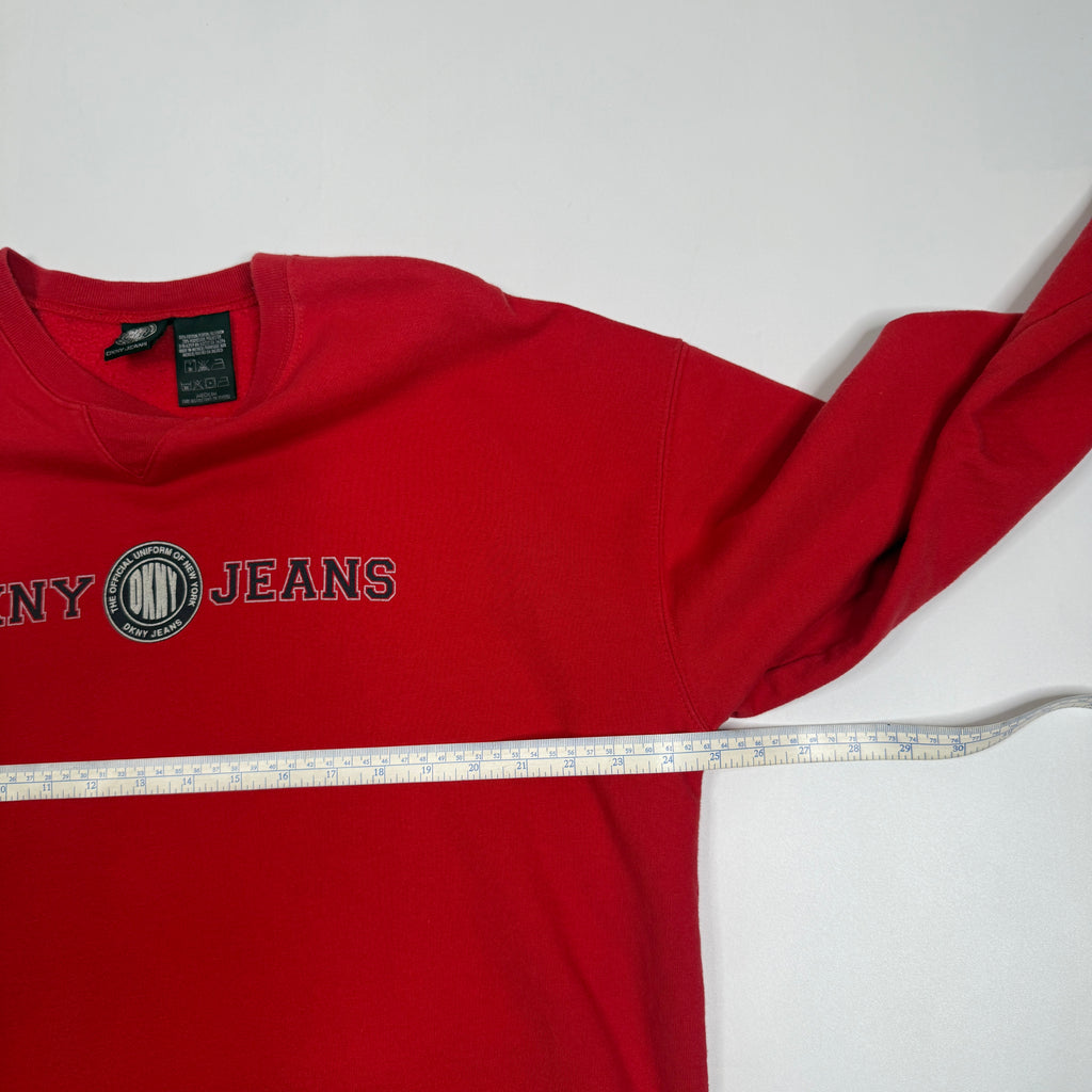 Y2K DKNY Jeans Spell Out Sweatshirt L Red