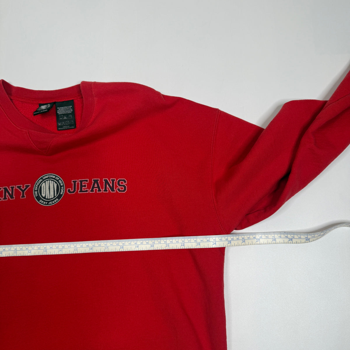 Y2K DKNY Jeans Spell Out Sweatshirt L Red