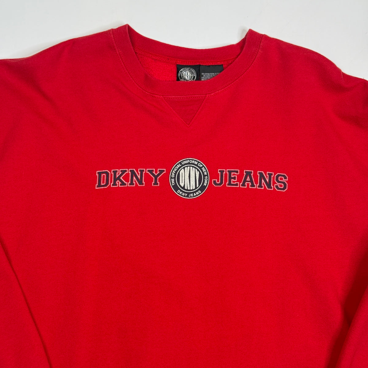 Y2K DKNY Jeans Spell Out Sweatshirt L Red