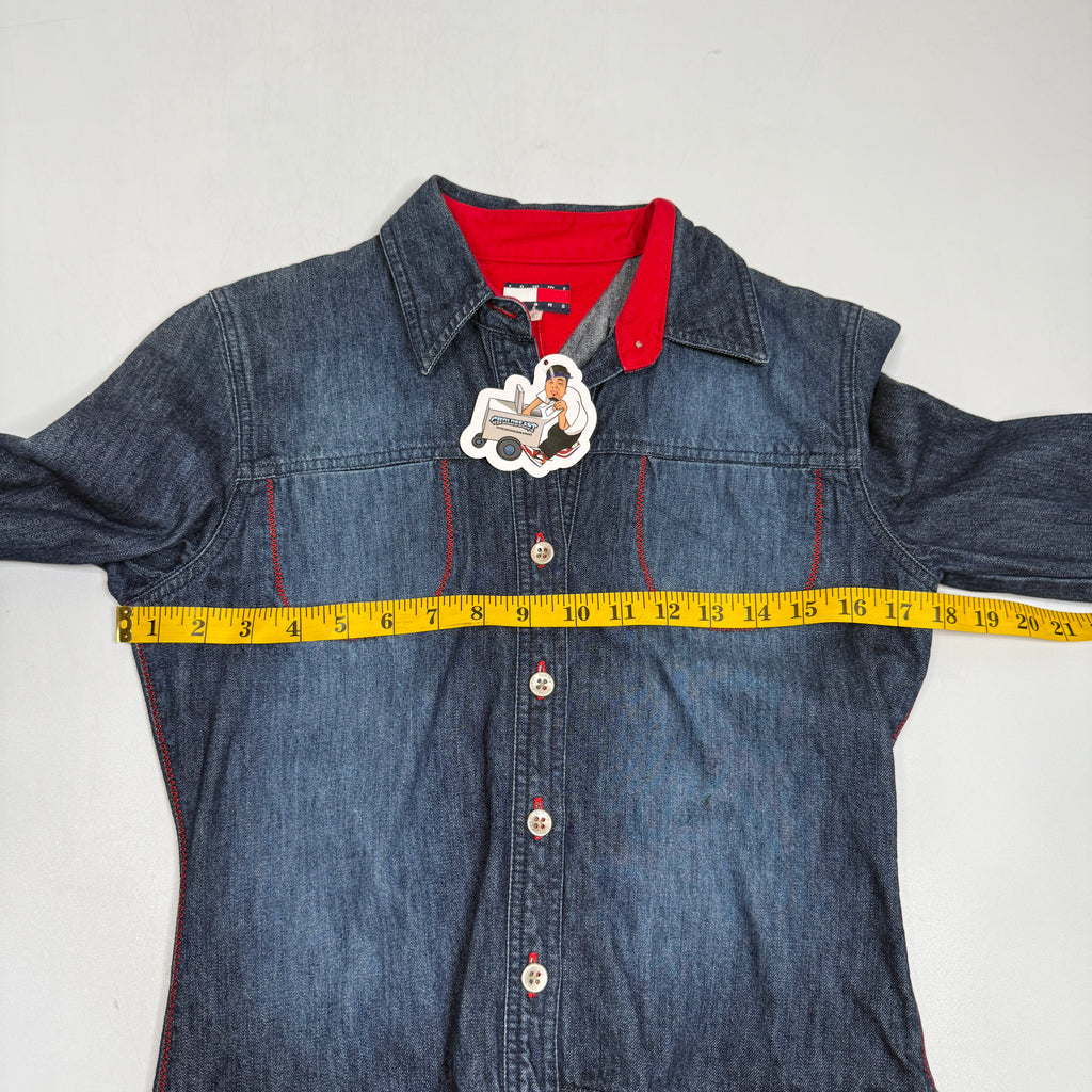 Y2K Tommy Hilfiger Denim Shirt Dress M Blue
