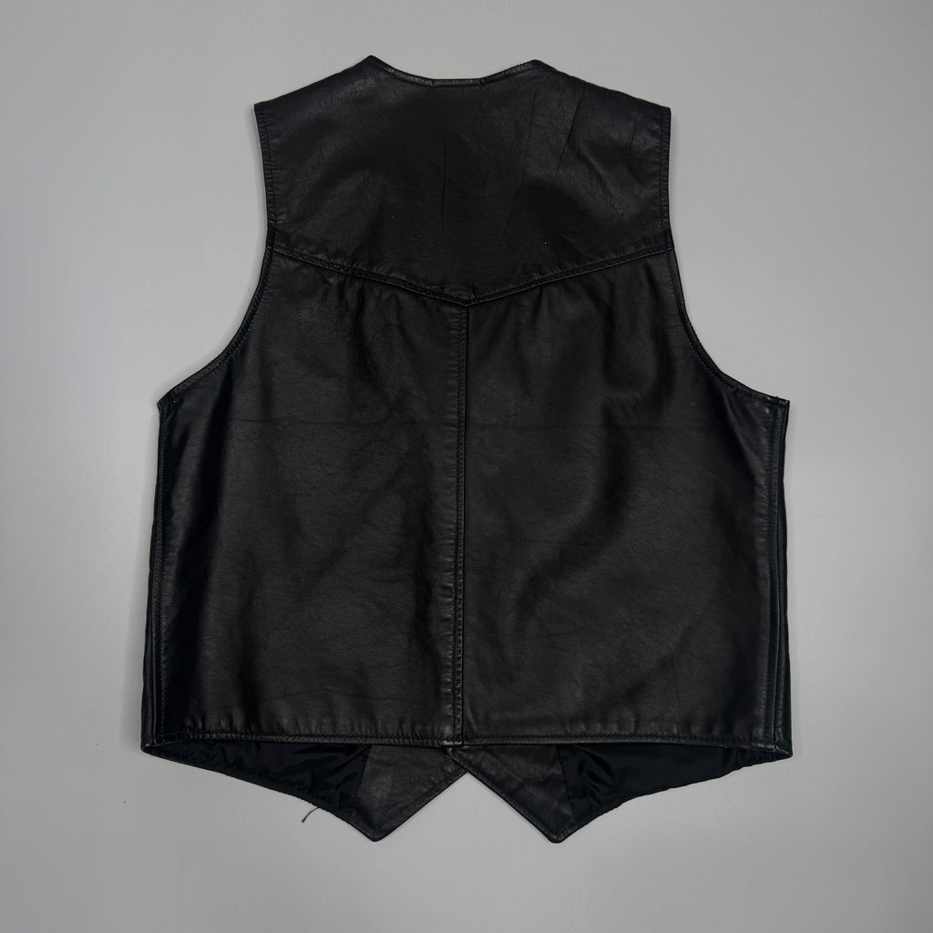 VTG Branded Garments Camel Leather Vest L Black