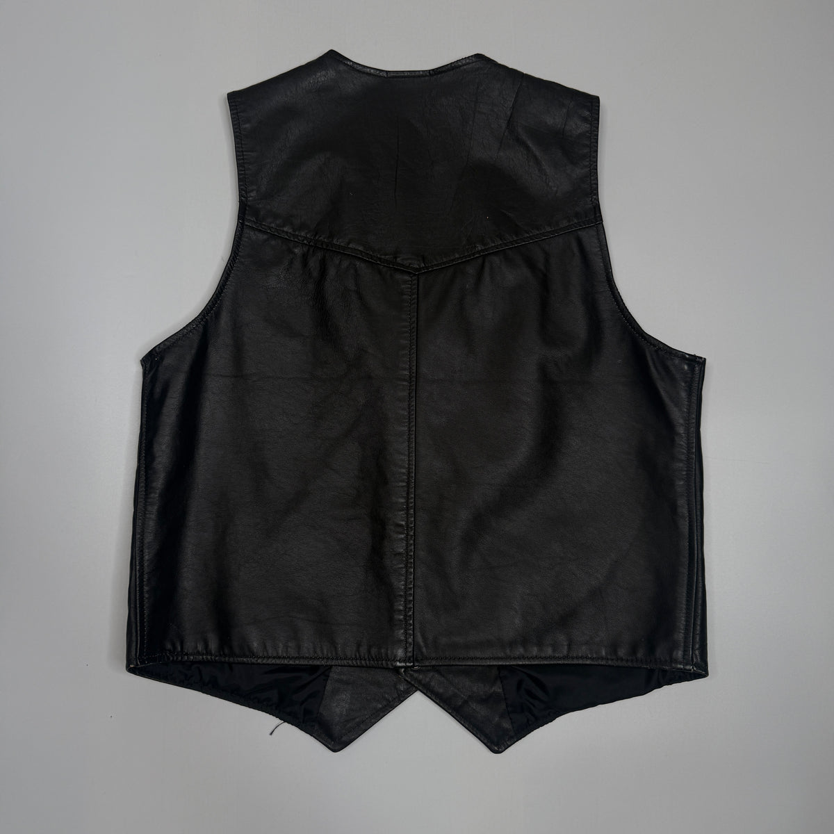 VTG Branded Garments Camel Leather Vest L Black