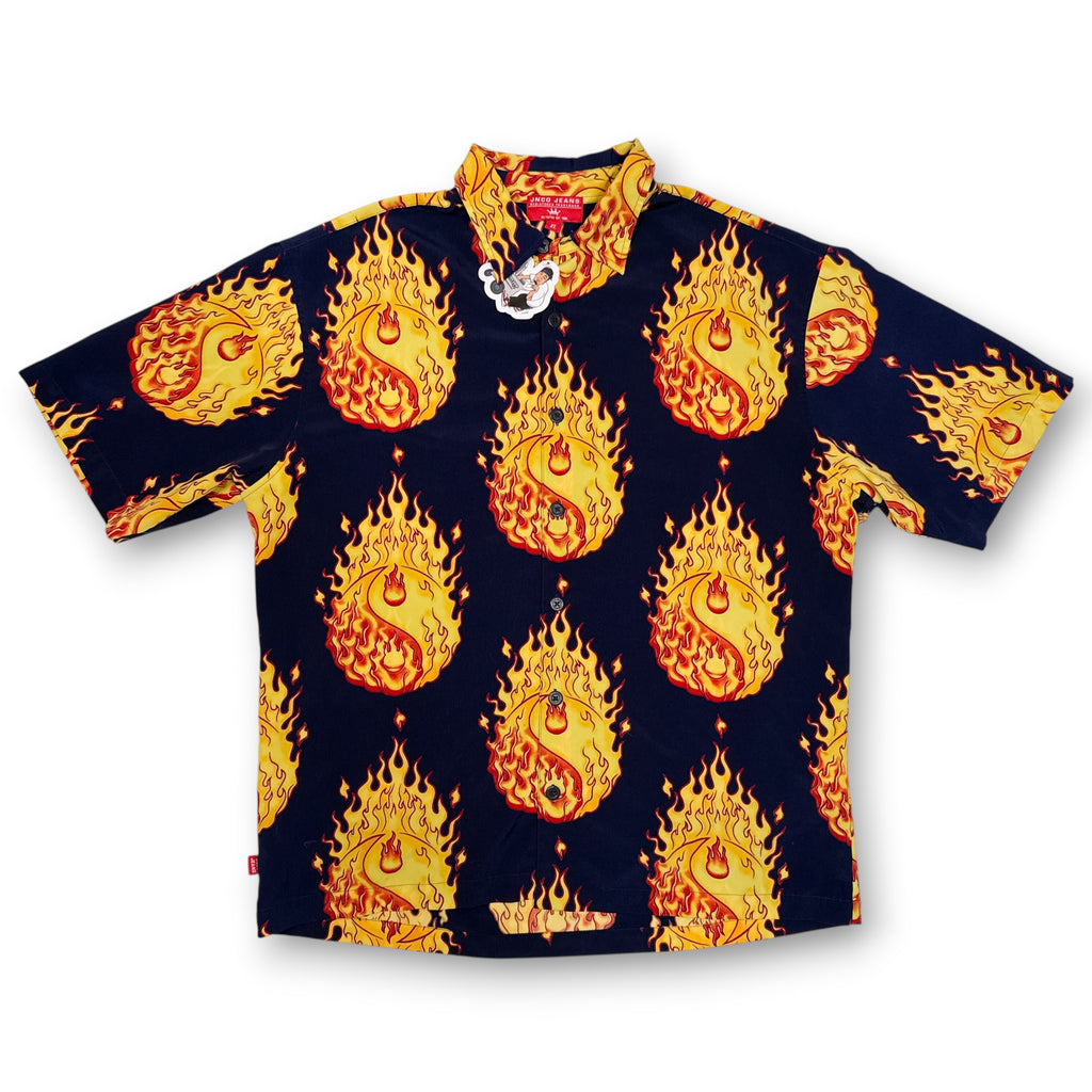 Y2K Jnco Fire Peace Button Up XL