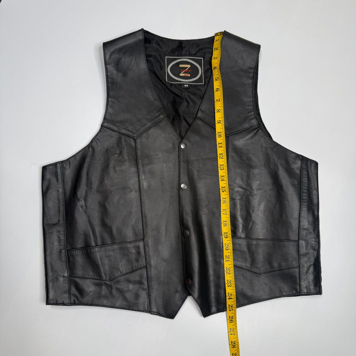 VTG Zony Inc Motorcycle Leather Vest XL Black