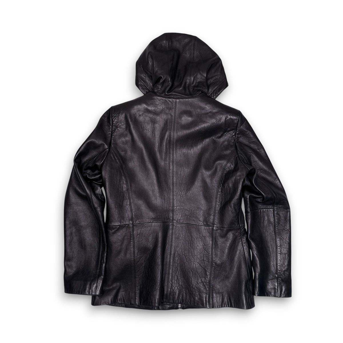 Nautica Genuine Leather Black Hooded Jacket M