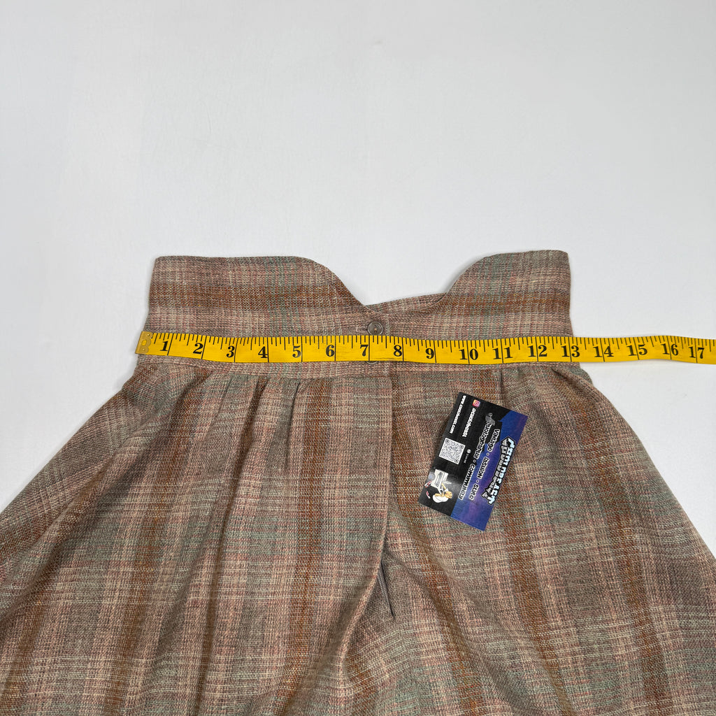 VTG Clyde Plaid Pleated Maxi Boho Skirt High Waisted 26" S/XS