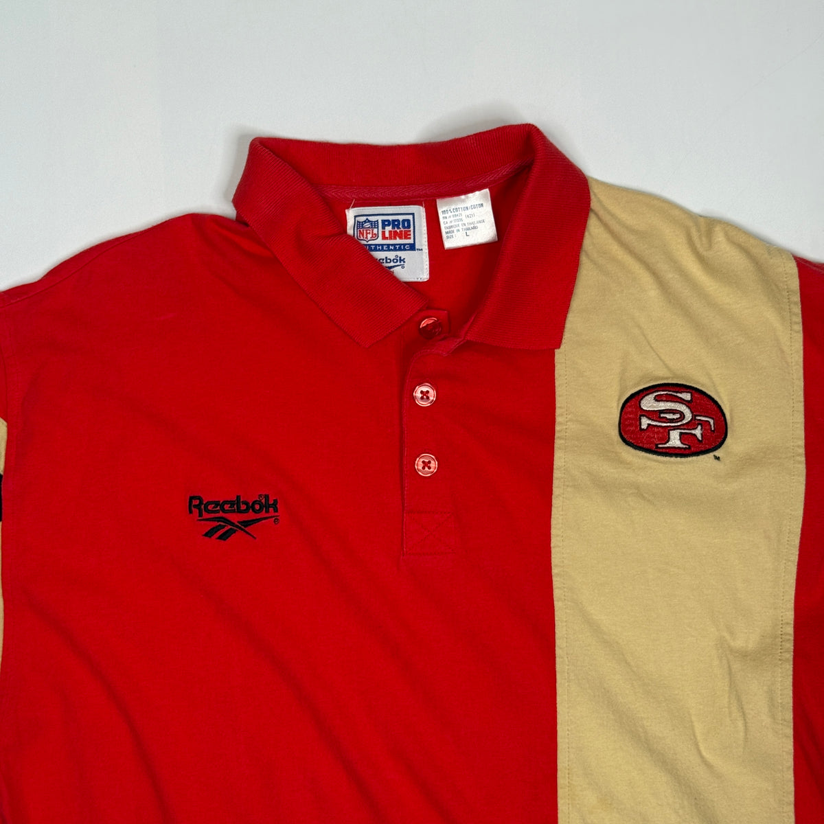 VTG Reebok Proline 49ers Colorblock Polo Shirt L