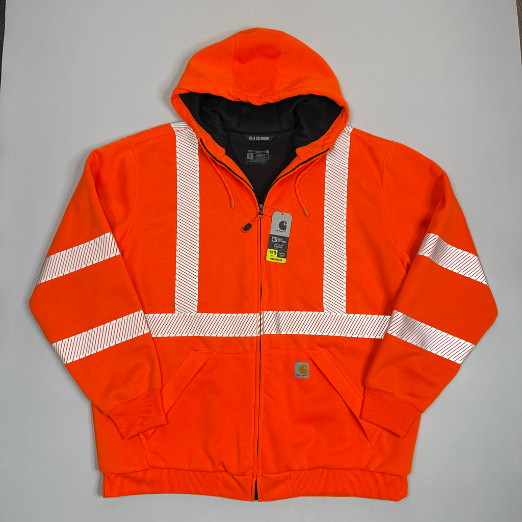 Carhartt 3M High Visibility Loose Fit Class 3 Zip Up Hoodie XL Orange