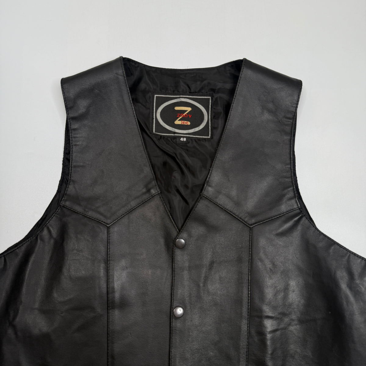 VTG Zony Inc Motorcycle Leather Vest XL Black